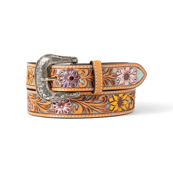 Women's Sunflower Daisy Hand Tooled Belt