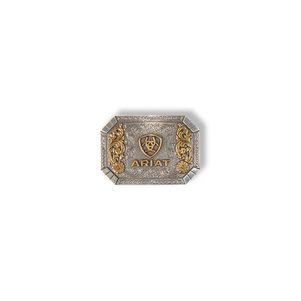 Rectangle Floral Emblem Buckle