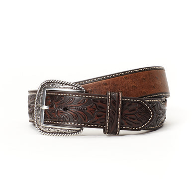 Men's Two-toned Ostrich Tooled Belt